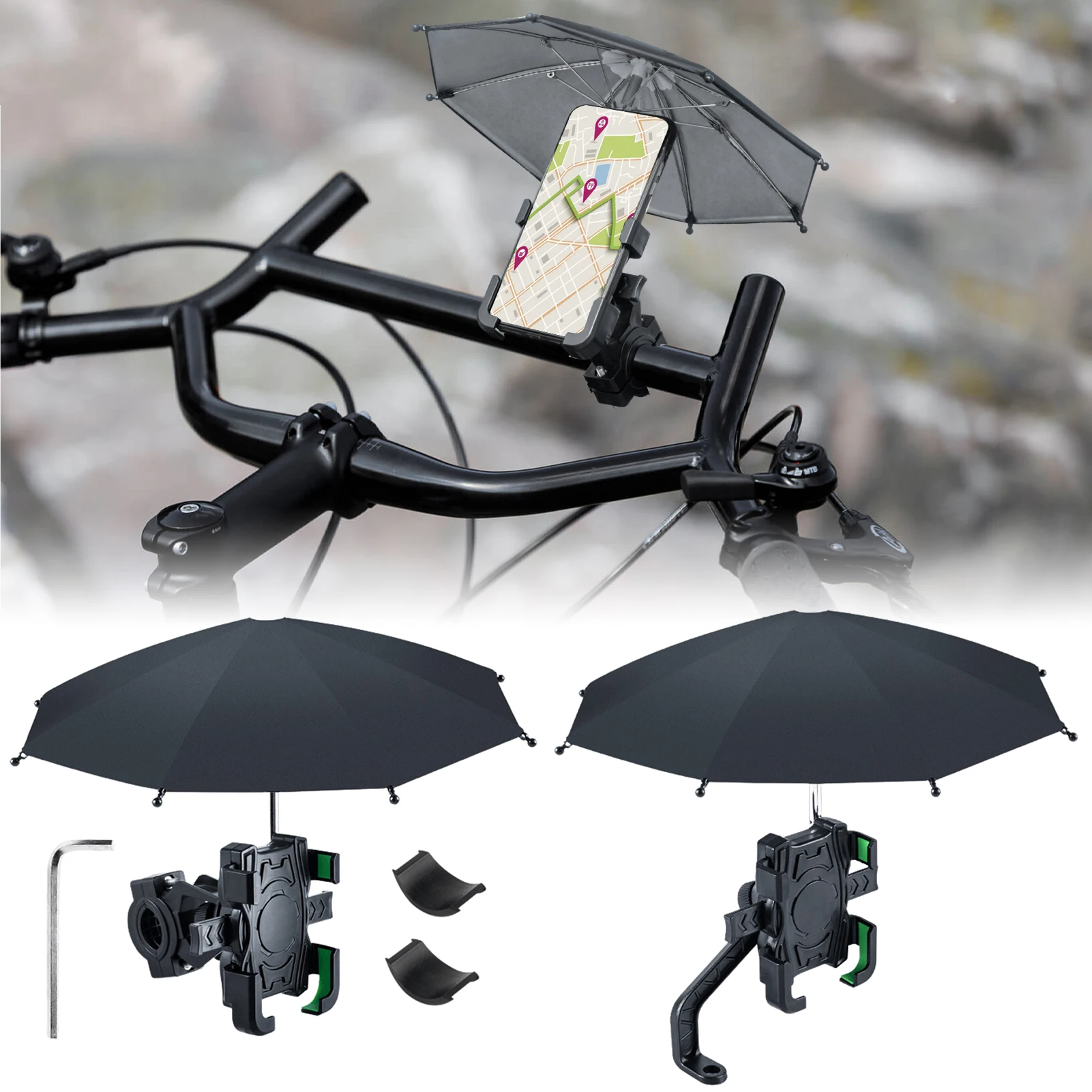 

Bike Phone Holder Motorcycle Rear View Handlebar Phone Stand Universal Support With Umbrella For Bicycle Motorcycle Scooter