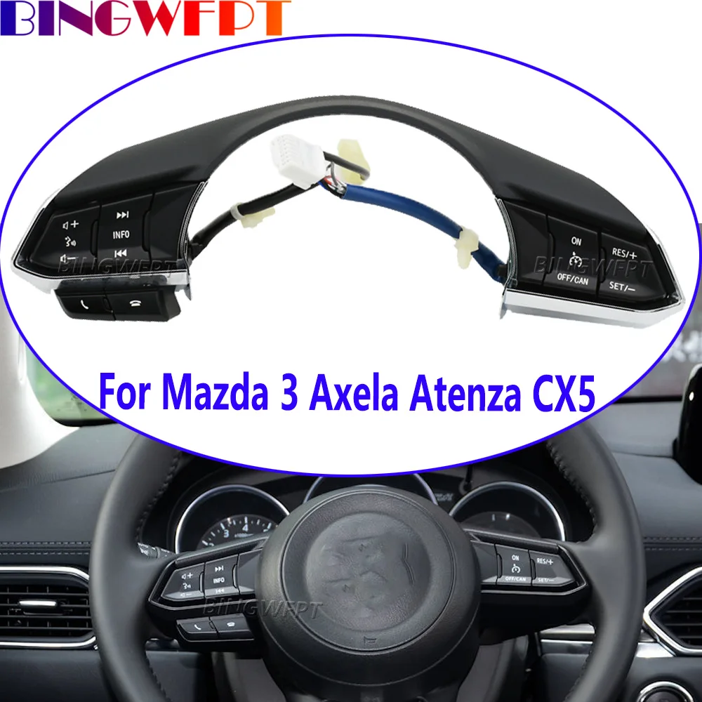 Фото Кнопка на руле для Mazda 3 Atenza CX4 2018-2020, для Mazda Axela CX5 2017-2020, регулировка громкости, кнопка управления круиз-контролем №1
