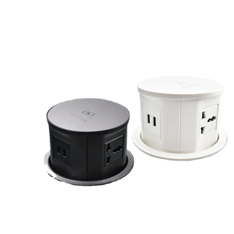

Automatic sockets wireless power tower EU type electric european pop up socket pop up plug outlet with Wireless Charger