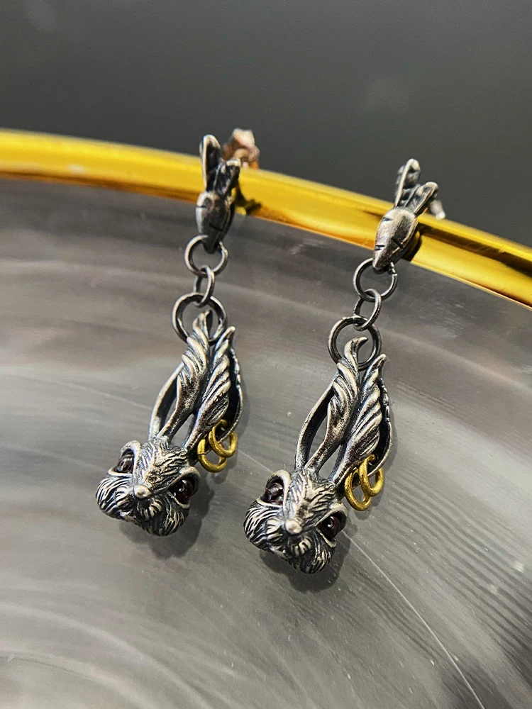 Модные милые серьги серебряного цвета с морковкой и кроликом супер крутые для