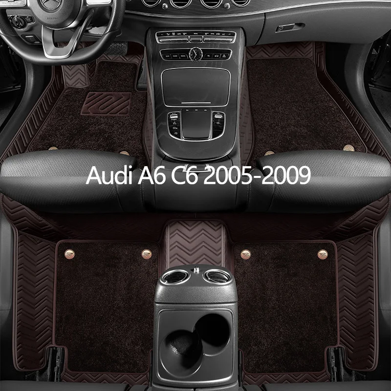 

Custom Leather Car Floor Mats For Audi A6 C6 2005 2006 2007 2008 2009 Auto Carpet Mats Interior Accessories