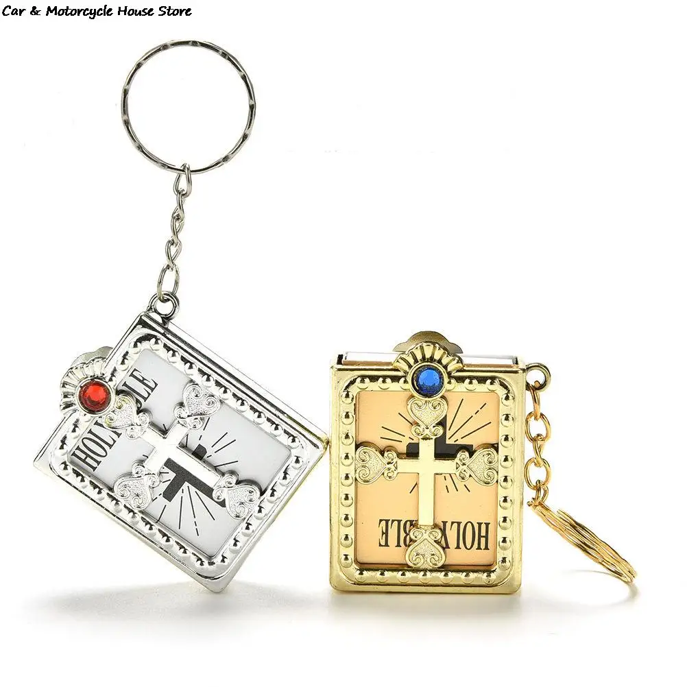 

New Special Mini Holy Bible Keychain English Religious Miniature Paper Spiritual Christian Jesus Cover Keyring Gift