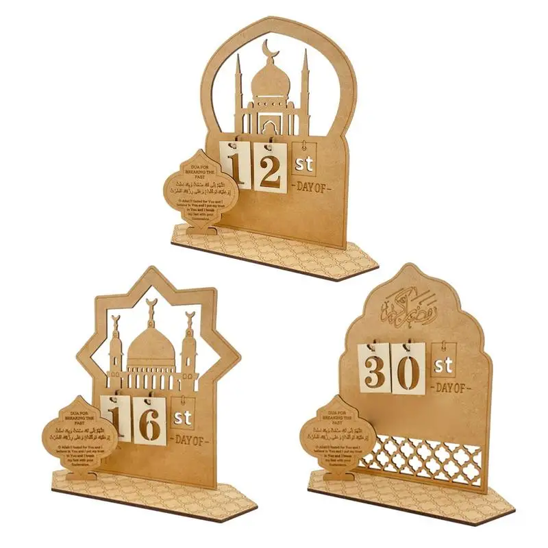

Wooden Calendar Decoration Muslim Party Decoration Calendar Countdown Ramadan Kareem Decoration Holiday DIY Decorating Accessory