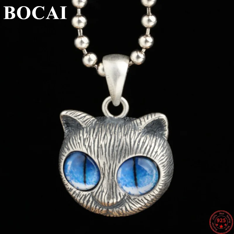 

BOCAI S925 Sterling Silver Pendants 2022 New Fashion Lovely Cat Synthesis Crystal Eyes of Evil Pure Argentum Jewelry for Women
