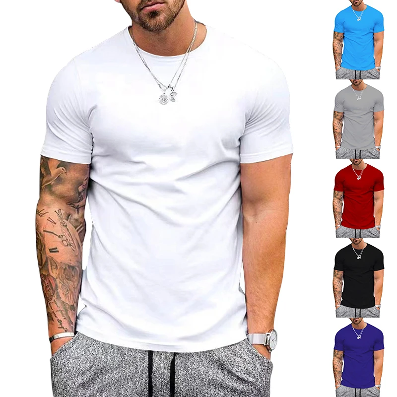 

Men's Summer New Casual Polyester Fiber Short Sleeve High Quality Polo Shirt Men's Fashion Round Neck Slim Fit T-shirt