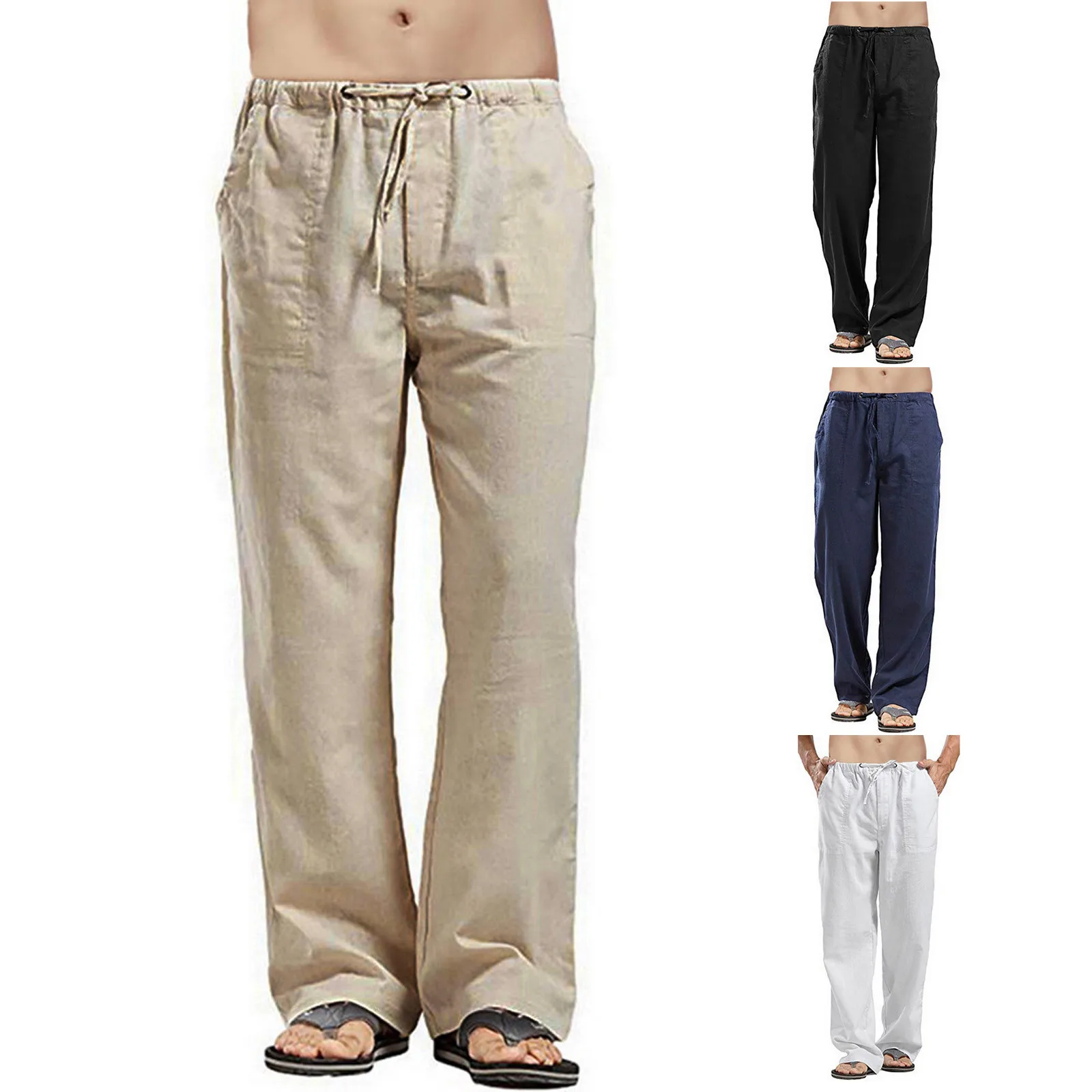 

Male Solid Loose Casual Pants Trouser Fashion Cotton Linen Long Pant Trouser Elegant Loose Pant Trouser Men Clothings