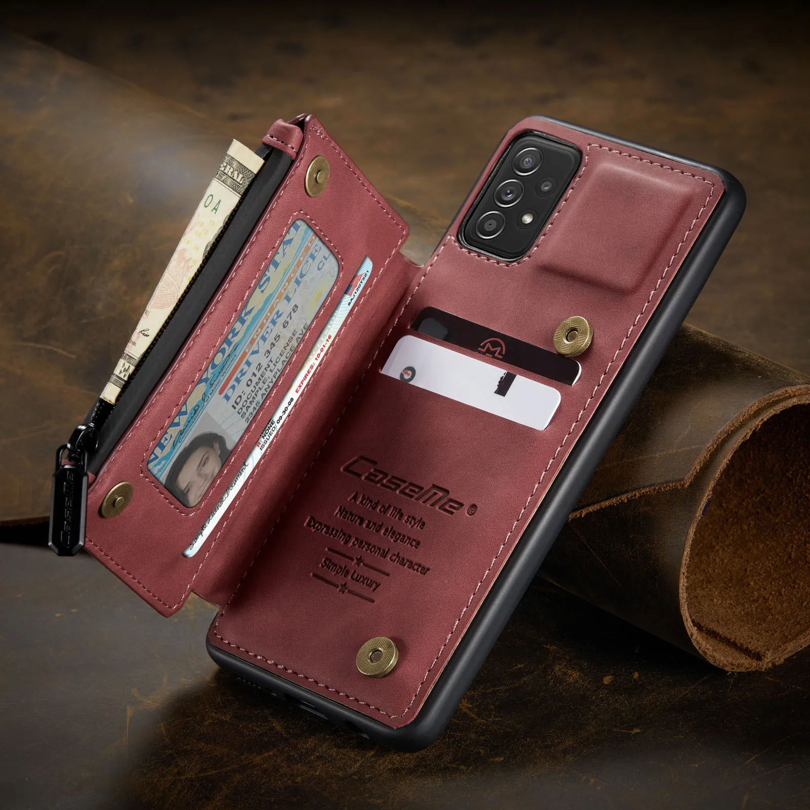 

Fashion Zipper case for samsung Galaxy A52 A72 A71 A51 A21S S20 Ultra S20 FE Plus S21 Leather Wallet Cover