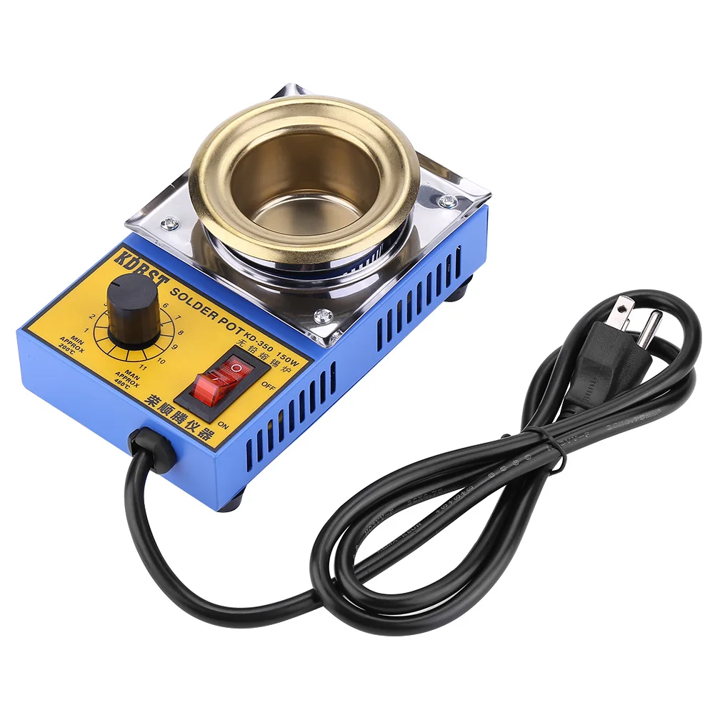 

110V 150W Lead-free Solder Pot Soldering Desoldering Bath Titanium Plate 50mm 200-450℃(US Plug) solder solder