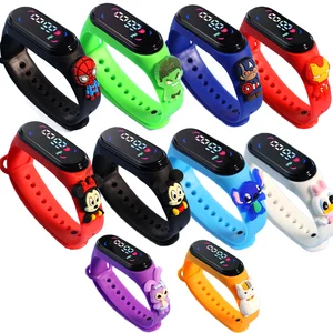 Imported Fashion Mickey Children Watches For Girls Electronic Bracelet Sports Touch LED Spiderman Doll Kids W