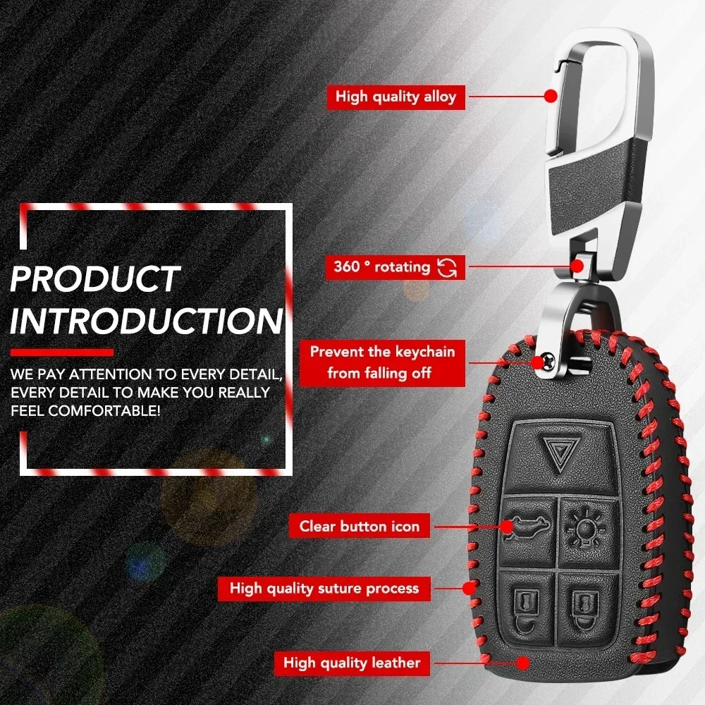 Кожаный чехол для автомобильного ключа с 5 кнопками Volvo C30 C70 S40 V50 2004 2005 2006 2007