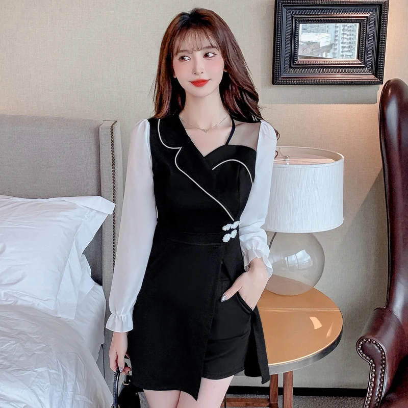 

Женский костюм из двух предметов, белая и черная рубашка в стиле пэчворк и черные мини-шорты, комплект одежды для активного отдыха, 2022