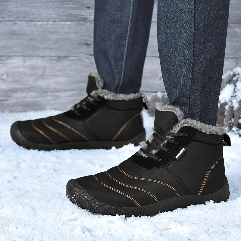 Men Boots Lightweight Winter Shoes for Men Snow Boots Waterproof Winter Footwear Plus Size 48 Slip on Unisex Ankle Winter Boots