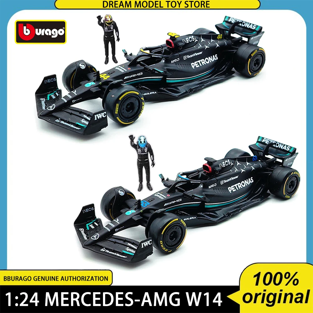 Новый Bburago 1:24 Mercedes-Amg Bnez F1 W14 E и фигурка пилота Льюис Хэмилтон Джордж Рассел