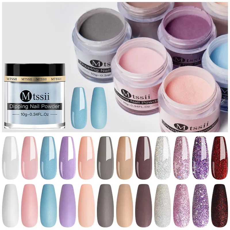 Dipping Nail Powder Gradient French Nails Nude Pink Glitter Powder Nature Dry Without Lamp Cure Nail Art Decorations Manicure