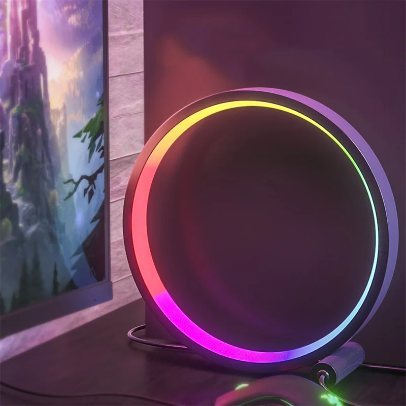 

RGB Ring Desk Lamp Led Night Light App Music Rhythm Atmosphere Light Remote Control For Game Desktop Bedroom Bar Live Broadcast