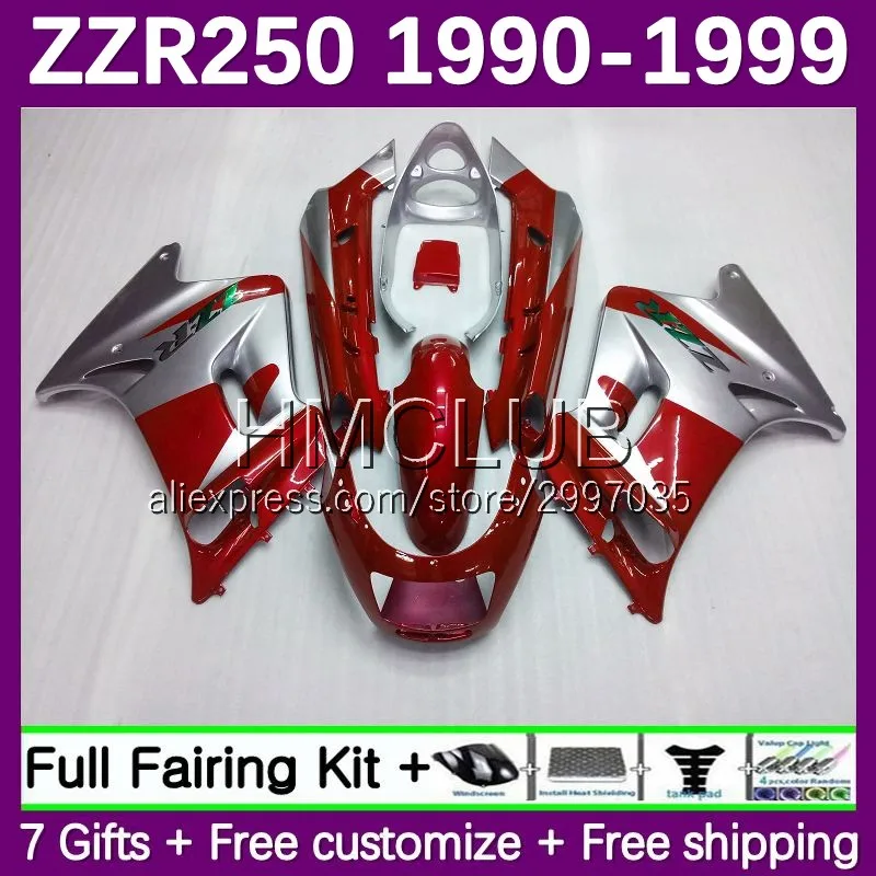

Body Kit For KAWASAKI NINJA ZZR 250 90 91 92 93 94 99 61No.190 red silvery ZZR-250 90-99 ZZR250 1995 1996 1997 1998 1999 Fairing