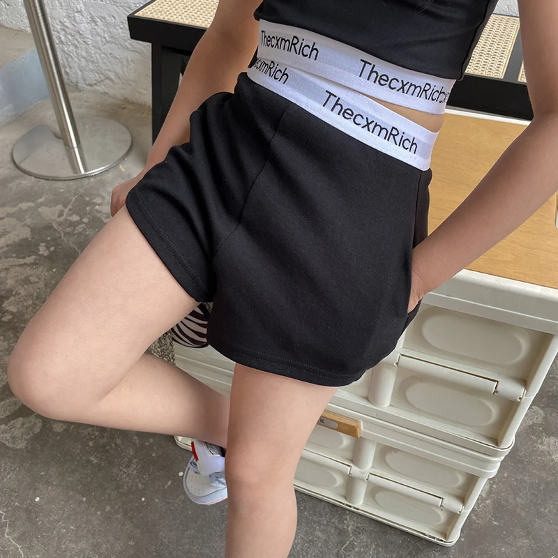 

Summer Girls Hot Shorts Baby Shorts Kids Bottoms Children Streetwear Clothes Casual Waist Letter Woven Patch 4-13Y