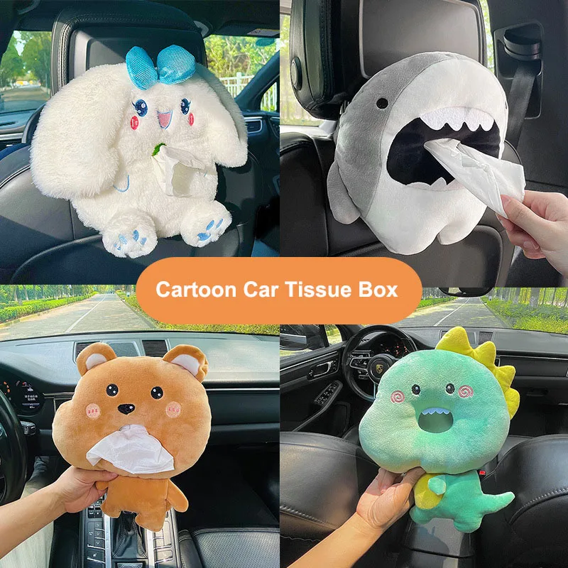 

Cute Cartoon Car Tissue Box Creative Short Plush Tissue Holder for Car Armrest Box Car Seat Tissue Box Decorations Accessories