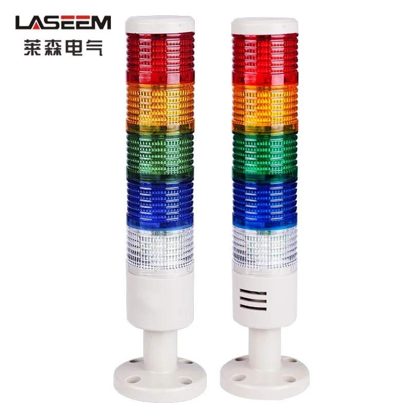 GJB-369 Industrial 1-5 Layers Red Safety Alarm Lamp Disk Base Led Signal Tower Warning Light DC12/24V AC220V with Buzzer