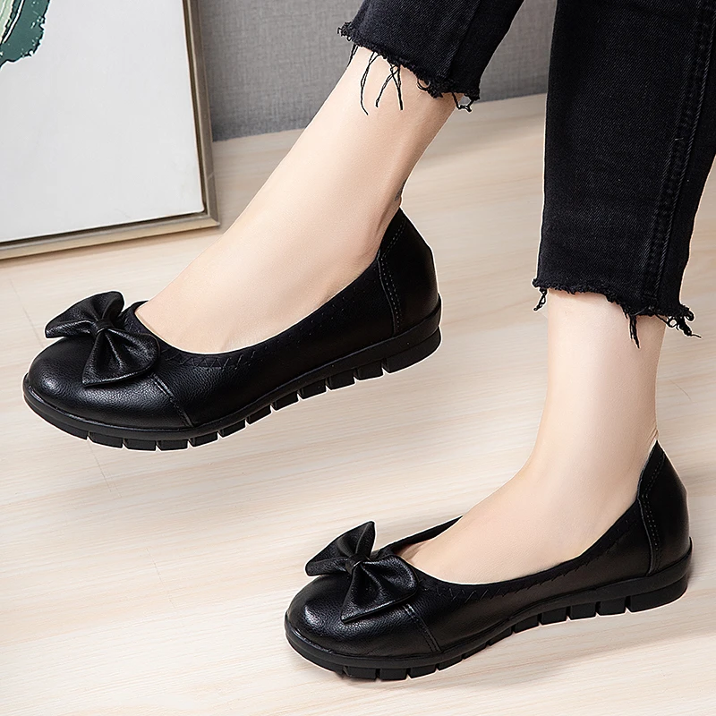 

Loafers Comfortable Women Genuine Leather Flat Shoes Woman Casual Nurse Work Shoes Women Flats brand luxury women shoes