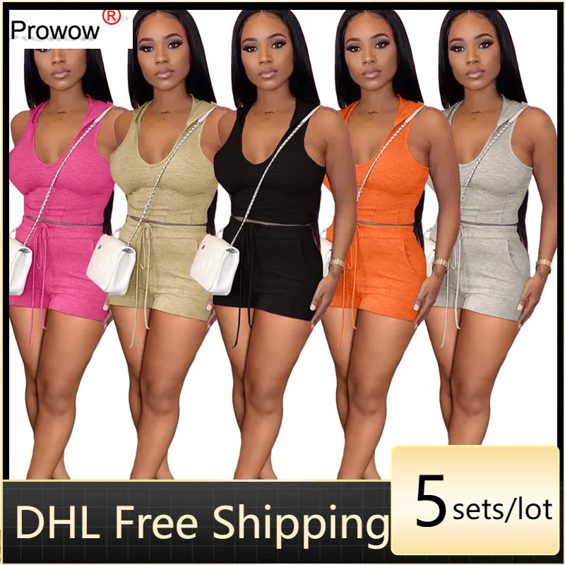 

Wholesale Summer Women Sport Suit Two Piece Sets Casual Tracksuits Sports Suits Bulk Pullover O-Neck Outfits 7167