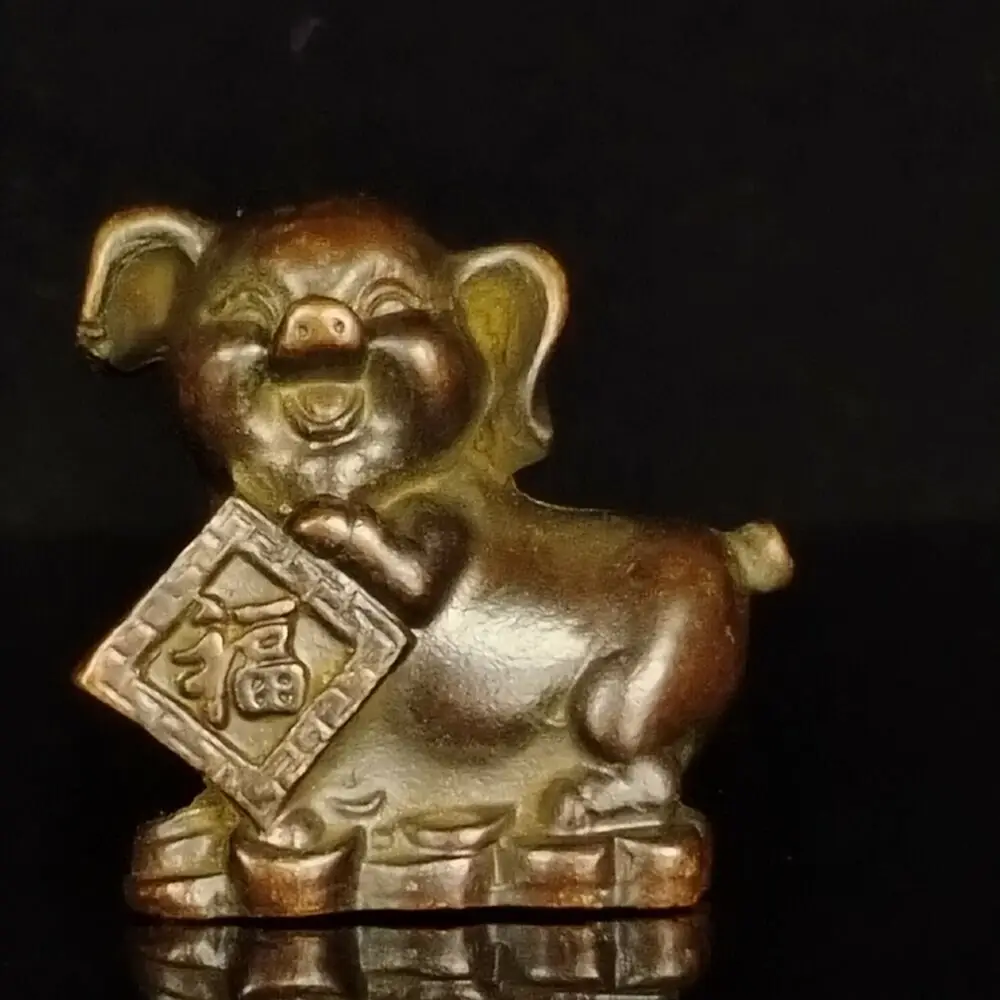

Chinese Antique Bronze Color Fortune Pig Tea Pet Statue