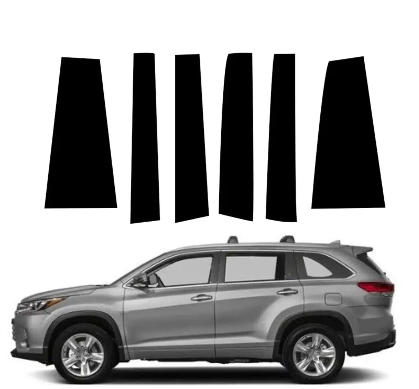 6 шт. глянцевые черные стойки для Toyota Highlander 2014 2015 2016 2017 2018 2019 накладка подходит для двери, окна, декоративная крышка, набор