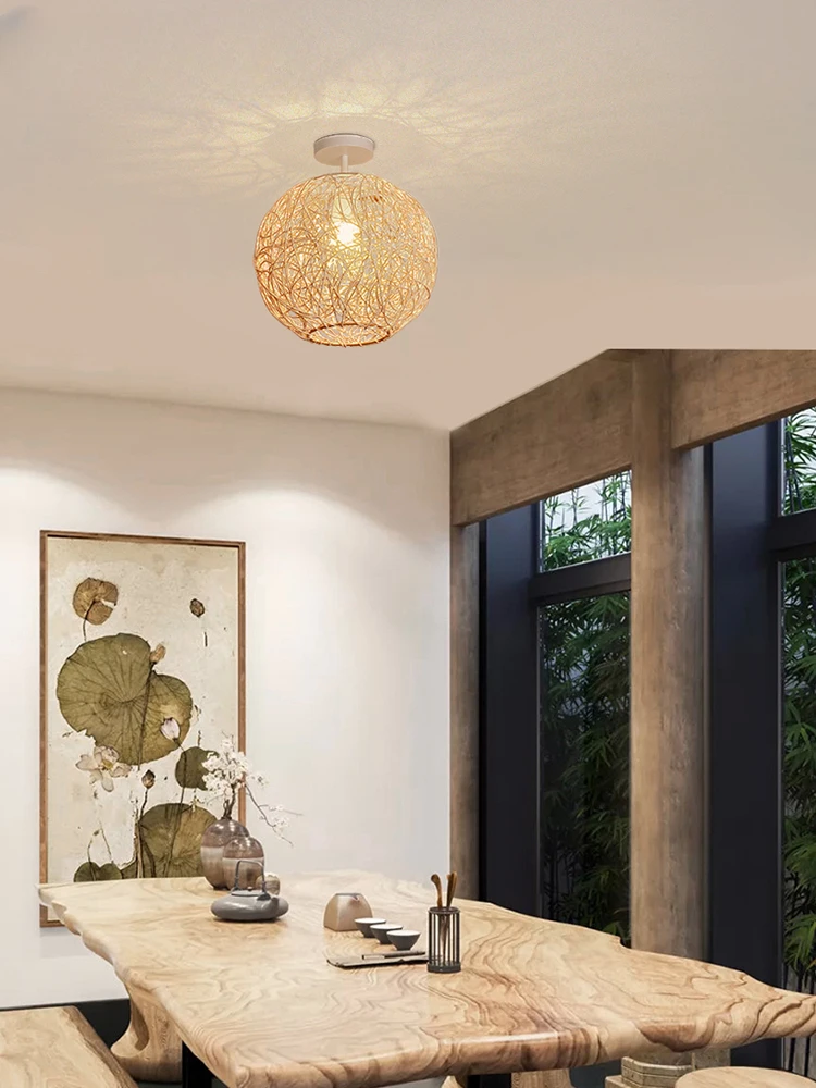 

Japanese style Zen homestay pastoral lamps, vintage rattan art ceiling lights
