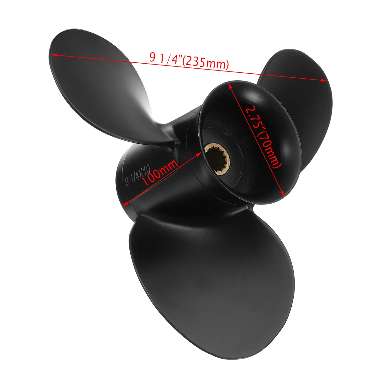 

Black Aluminum Alloy Outboard Propeller For Evinrude Johnson BRP 8-15HP 13 Spline Tooths 3 Blades 174950 / 778772 9 1/4 x 10