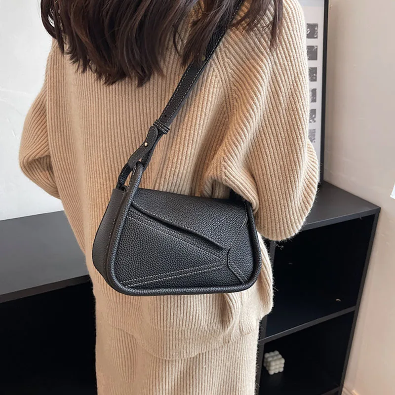 Versatile Solid Color Pillow Crossbody Bags Retro New Fashion Single-Shoulder Underarm Bag Women Satchel Travel Commute Storage