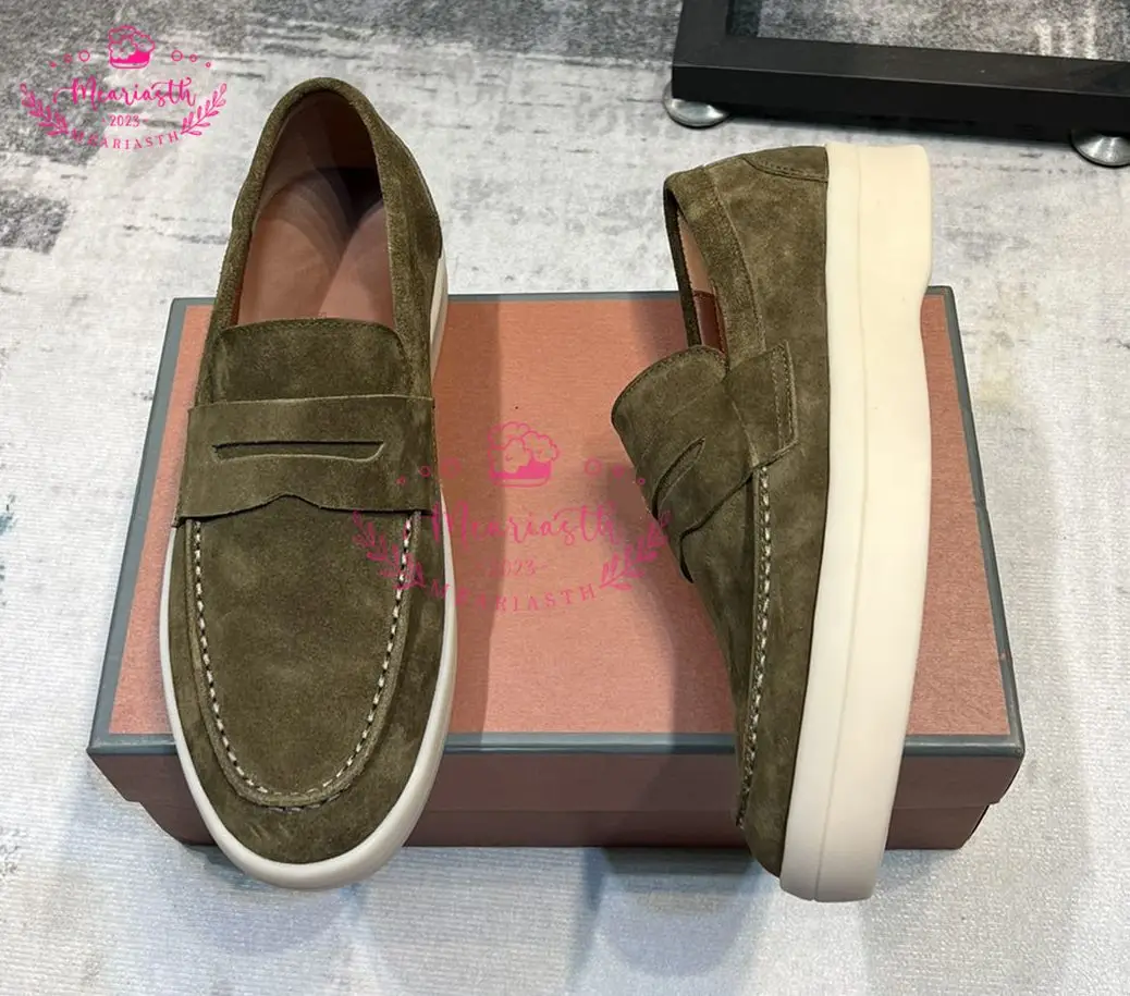 

Classic Flat Thick Sole Kid Suede Round Toe Man Loafers suede leather Comfortable slip-on Neutral Casual Shoes Lazy Mules 2023
