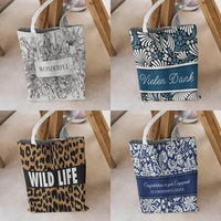 spring summer fashion simple canvas bag large capacity book tote bag womens leopard print shoulder bag purses and handbags