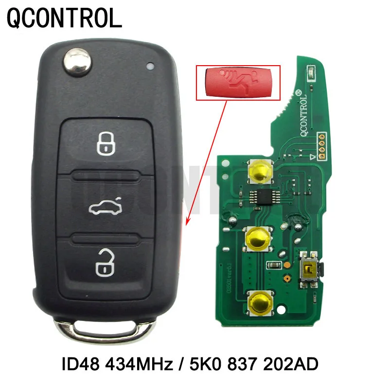 

QCONTROL 3 1 BTCar Remote Key 433MHz for VW/VOLKSWAGEN Beetle/Caddy/Eos/Golf/Jetta/Polo/Scirocco/Tiguan/Touran/UP 5K0 837 202 AD