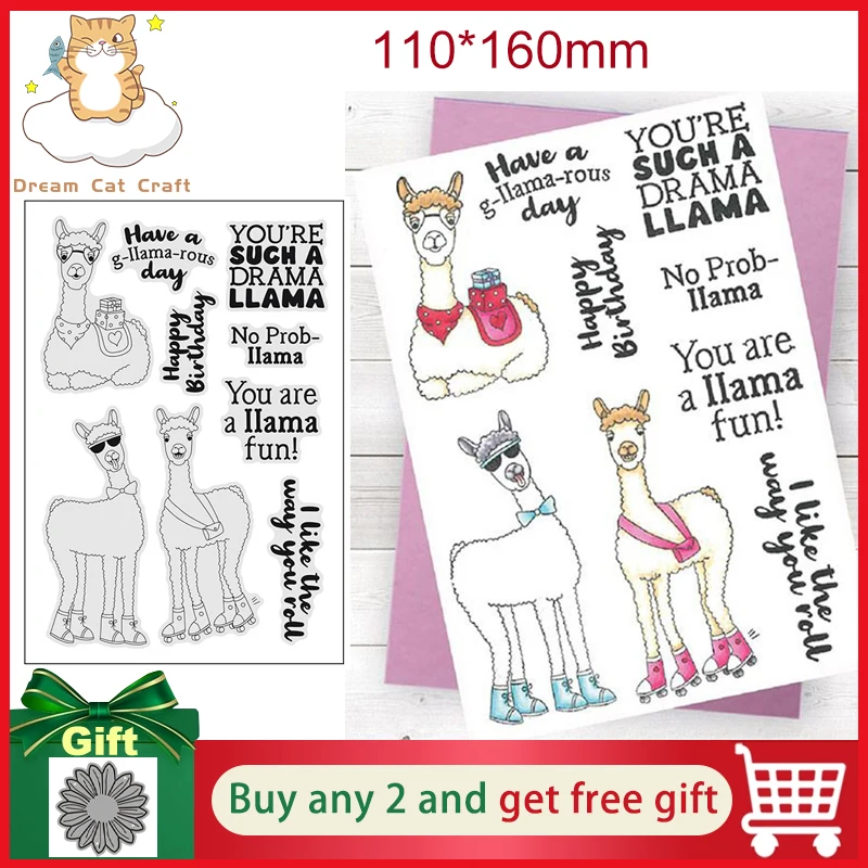 

Прозрачный силиконовый штамп для фотоальбома «сделай сам», скрапбукинг, Фотокарточка с G-ламой-rous днем, веселая лама на день рождения