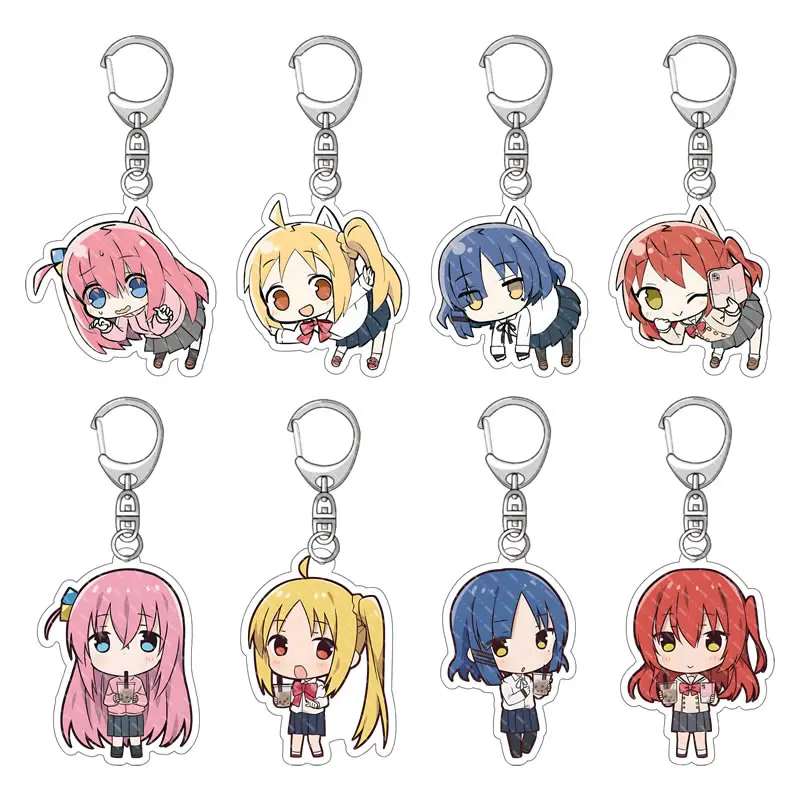 

New Anime BOCCHI THE ROCK Key Chain Transparent Acrylic Keyring Cartoon Figure Gotou Hitori Yamada Ryo Pendant Chaveio Jewelry