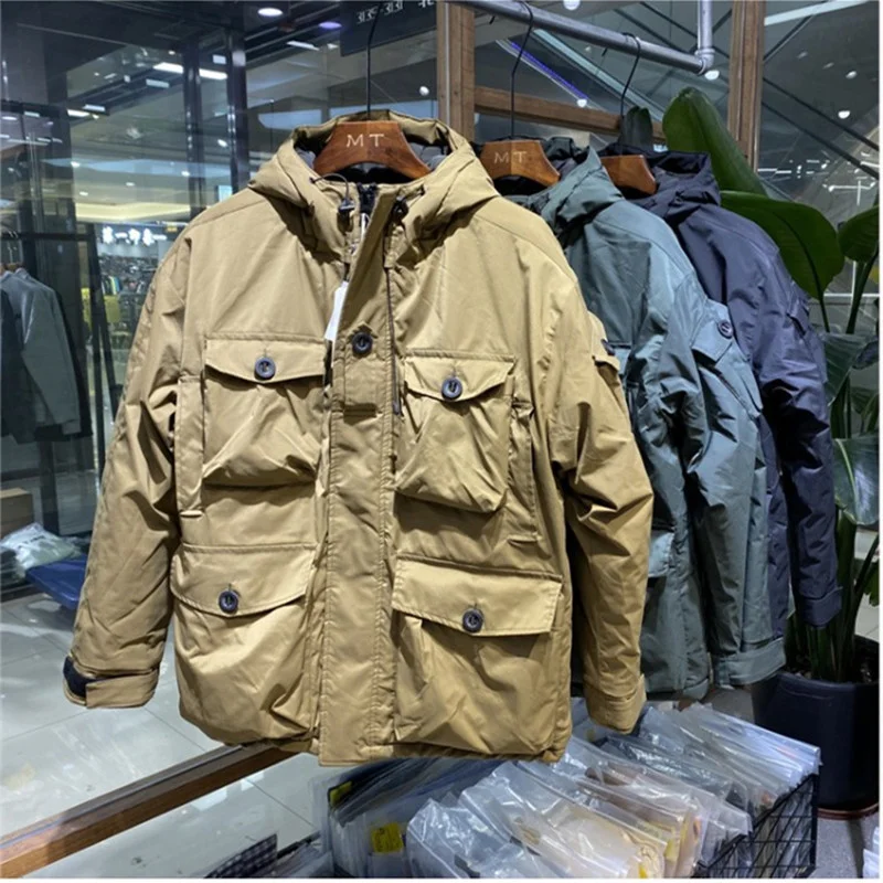 

Tooling Retro Hooded Padded Jacket Men's Loose Multi-pocket Thickening Functional Storm Suit Outdoor Driving Riding Cotton Coat