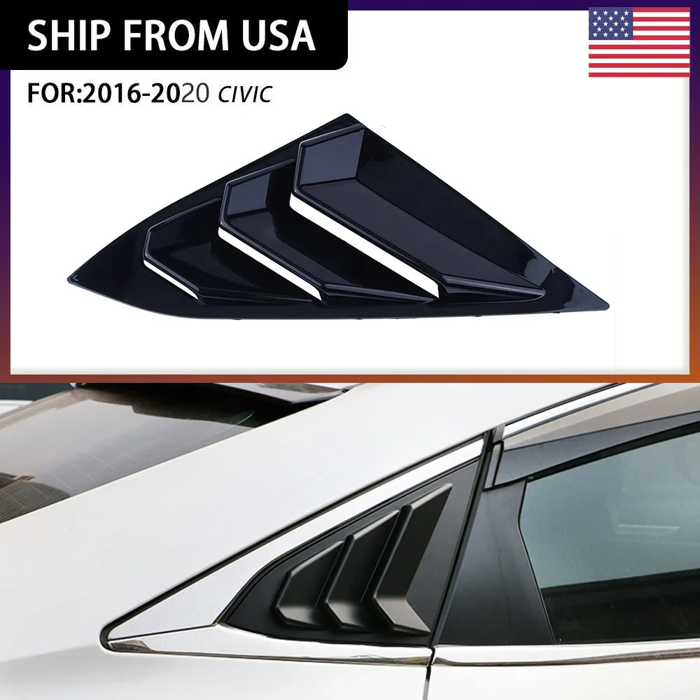 

Автомобильные аксессуары Rhyming, 2 шт., задние боковые жалюзи 1/4 четверти, спойлер, панель, подходит для Honda Civic 10 седан 2016-2021, модифицированные ав...