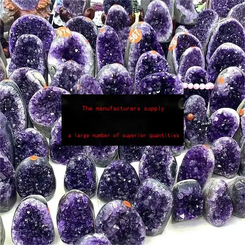 1Pcs Special Clearance Natural Brazil Amethyst Cluster Ornaments Geode Piece Raw Ore Specimen Degaussing Stone Treasure Pot