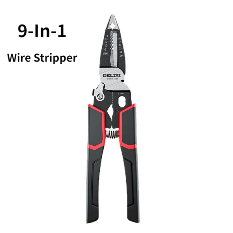 

9-In-1/ 6-In-1 Wire Stripper Industrial Multi-function Electrician Chrome-vanadium Alloy Pointed-nose Crimping Plier Hand Tools