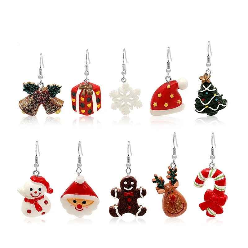 

U-Magical Christmas Santa Claus Elk Bell Snowflake Dangle Earring for Women Bowknot Snowman Tree Resin Weddng Earring Jewelry