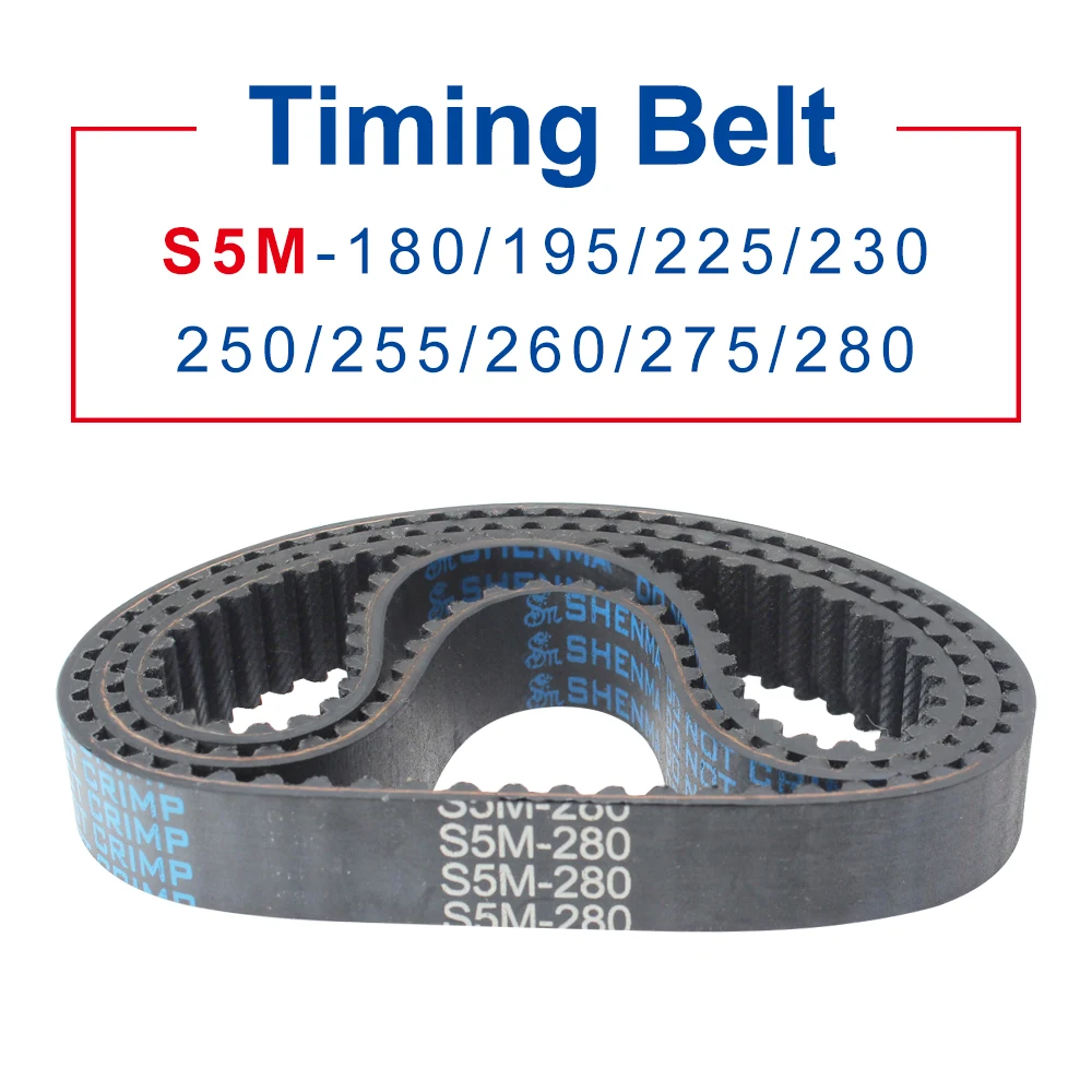 

1 Piece Timing Belt S5M-180/195/225/230/250/255/260/275/280 Circular Teeth Rubber Belt Width 10/15/20/25/30 mm Teeth Pitch 5 mm