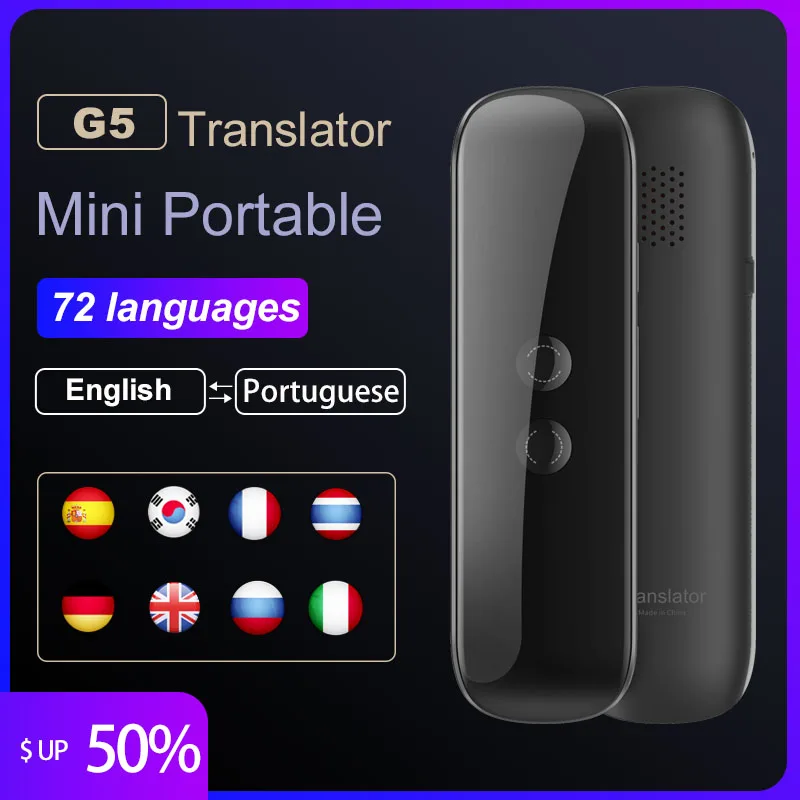 

G5 Voice Translator 70 Languages Multi Languages Instant Translate Mini Wireless 2 Way Real Time Translator APP Bluetooth Device