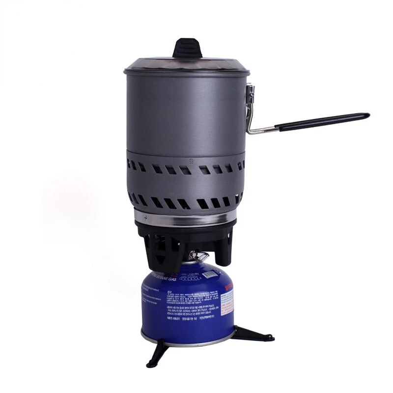 

Уличная портативная Встроенная ветрозащитная газовая плита с коллекцией тепла для кемпинга, одинарный горшок, реактор 1,6 л