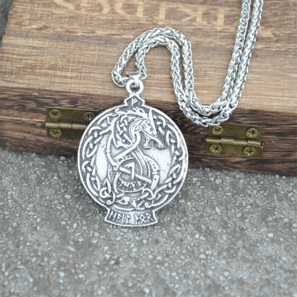Двухсторонний дракон норвежский кулон Runes ювелирные изделия колье с кулоном в