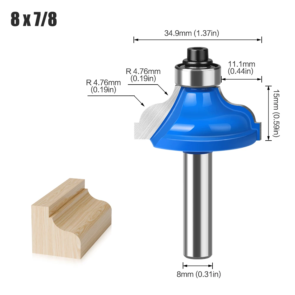 

1 шт., Высококачественная двойная фреза в римском стиле Ogee, большой хвостовик 8 мм, фреза в форме ласточкиного хвоста, резак для деревообработки