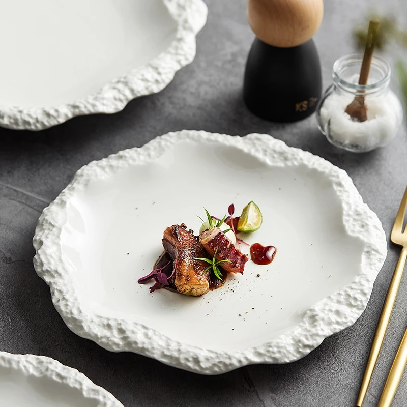 

1Pcs Simple Solid Color Dish Kitchen Irregular Shape Serving Plate Cooking Plate