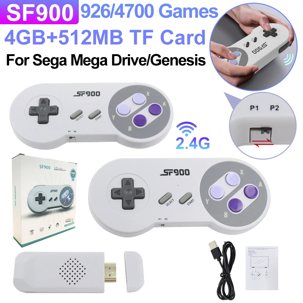 Портативный игровой плеер SF900, 966/4700 игр, видеоигровая консоль, совместимая с HDMI, 2,4G, беспроводной двойной геймпад для Sega Mega Drive