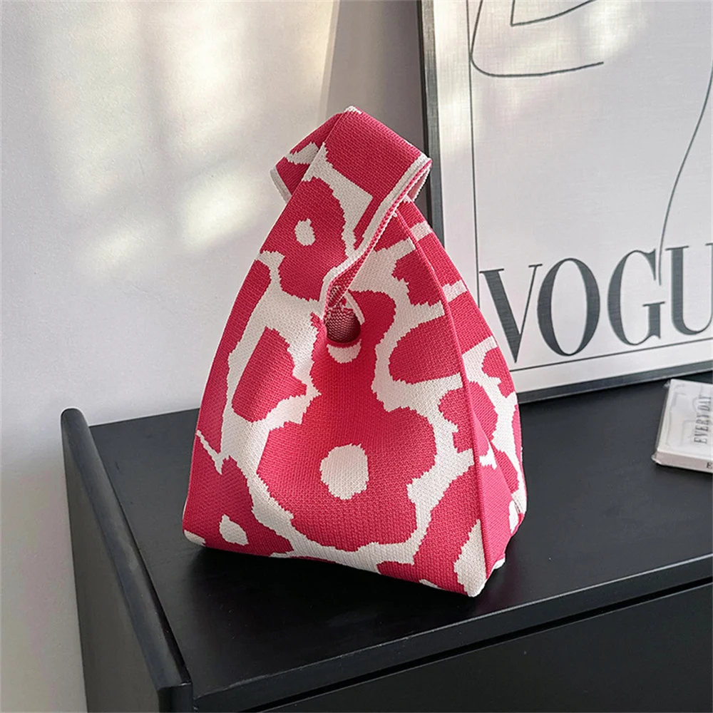 Women New Flower Knitted Handbag Fashion Handmade Shoulder Bag Lady Leisure Tote Bag Japanese Student Reusable Shopping Bags