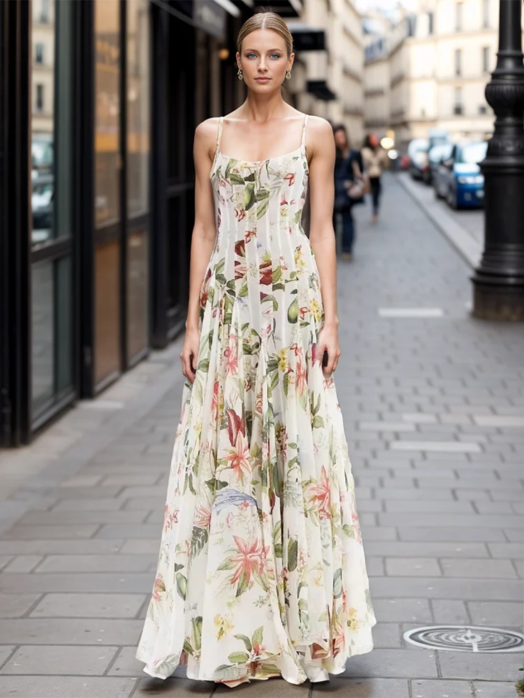 ILYBOOJUN тонкое платье с цветным принтом для женщин кофта высокой талией элегантные