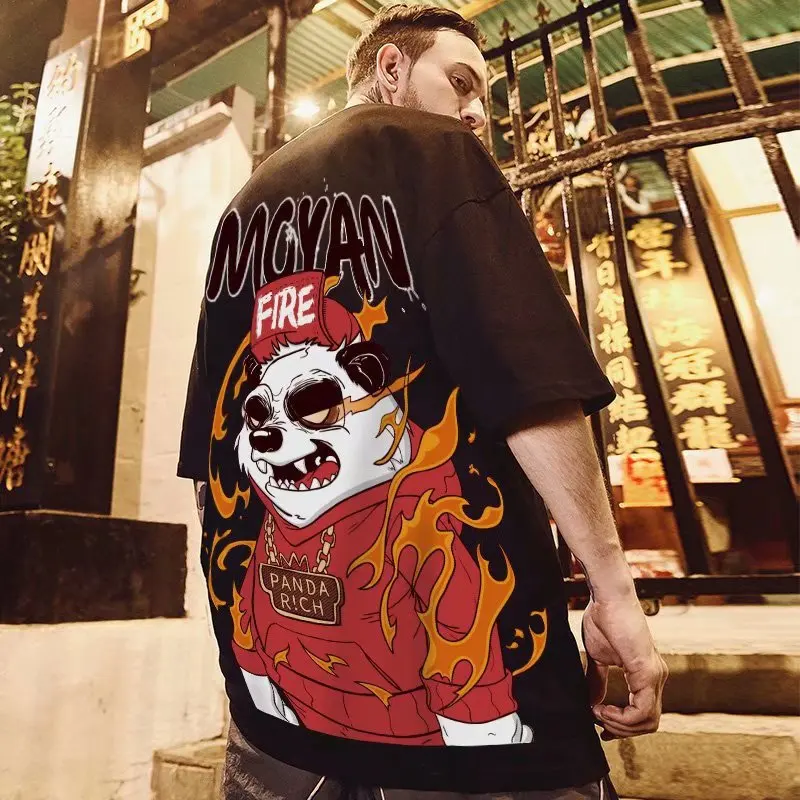 

New Summer Men's T Shirts 2022 Panda Cartoon T Shirts Men's Oversized Hip Hop Short Sleeves Casual Men Streetwear Tops T Shirts